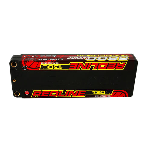 Gens Ace Redline Series 5800mAh 7.6V 130C 2S HardCase HV Lipo Battery With 5.0mm Bullet