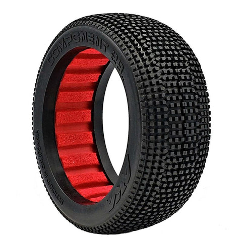 AKA 1/8 2AB Soft Long Wear Tires, Red Inserts( 2): Buggy