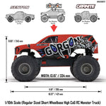 ARRMA 1/10 GORGON 4X2 MEGA 550 Brushed Monster Truck RTR with Battery & Charge