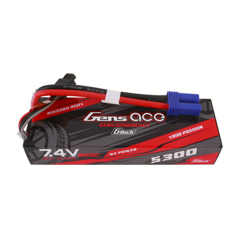Gens Ace G-Tech 5300mAh 7.4V 60C 2S1P HardCase Lipo Battery Pack With EC5