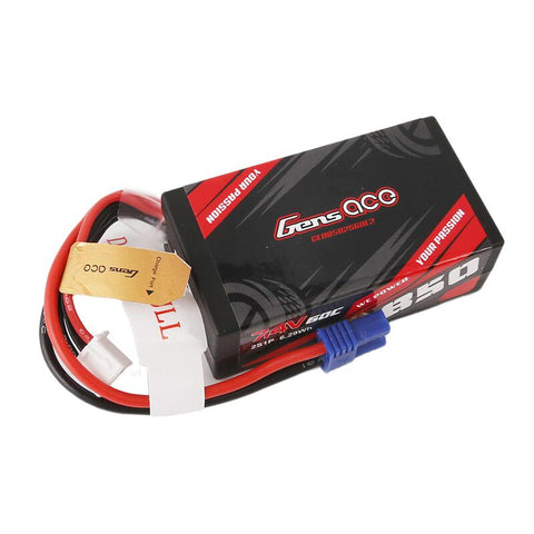 7.4V 850mAh 2S 60C Hardcase LiPo Battery: EC2