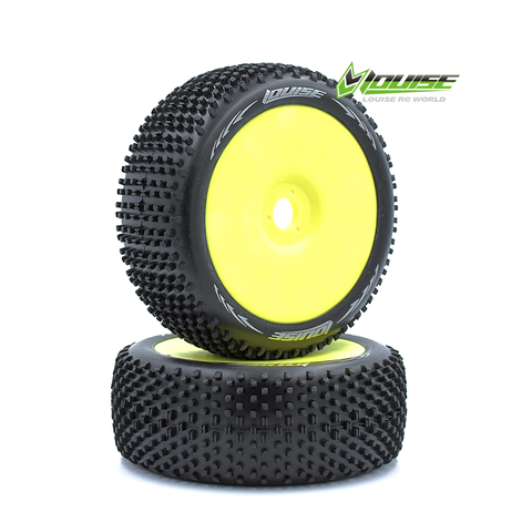Louise B-HORNET 1/8 Buggy Tire Soft Yellow Premounted (2)