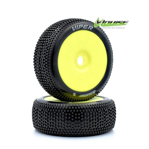 Louise B-VIPER 1/8 Buggy Tire Soft Yellow Premounted (2)