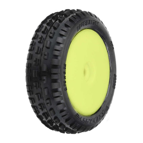 PRO829812 1/18 Wedge Front Carpet Mini-B Tires Mounted 8mm Yellow Wheels (2)