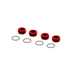 ARA320467 Aluminum Front Hub Nut Red (4) inc O-Rings